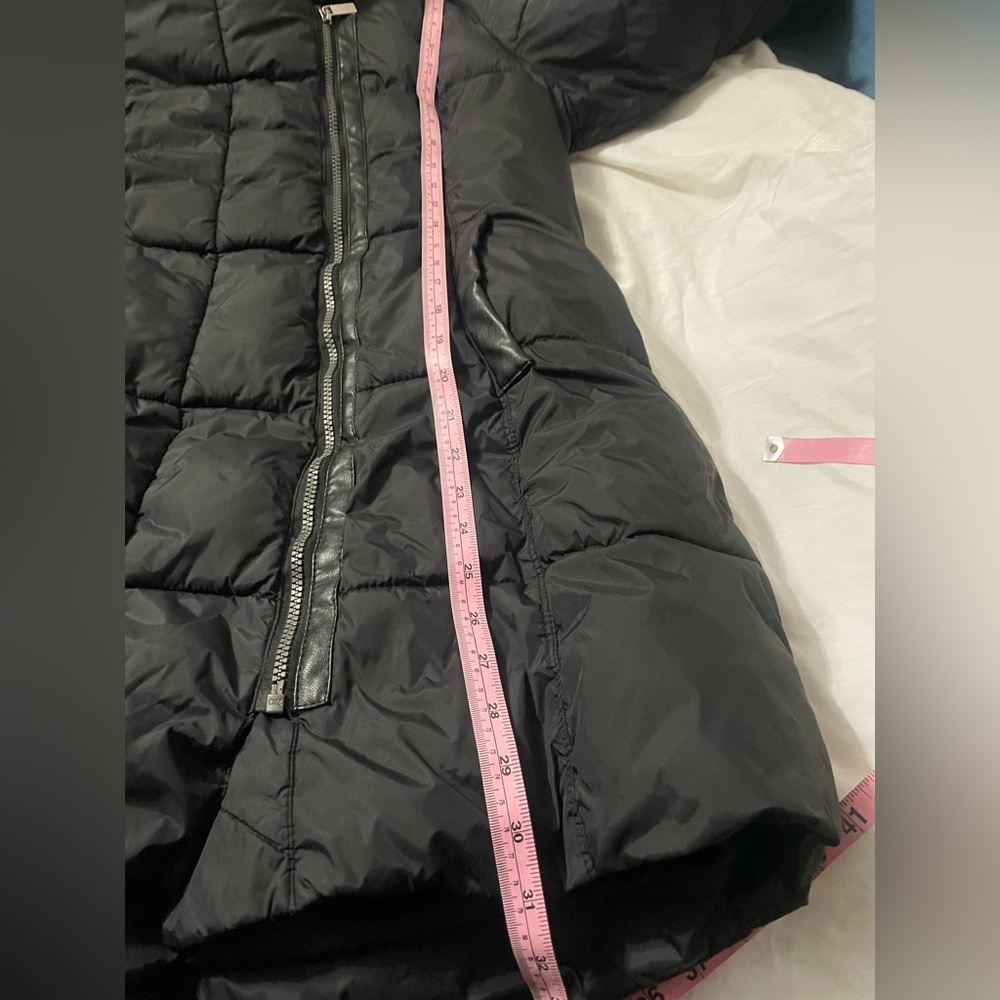 French Connection Black Mid length Women's Puffer Coat with Hood - Picture 9 of 14